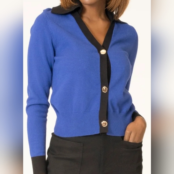 Area Stars X Bloomingdales Blue and Black Women's Cardigan. Sz M NWT - Picture 2 of 9